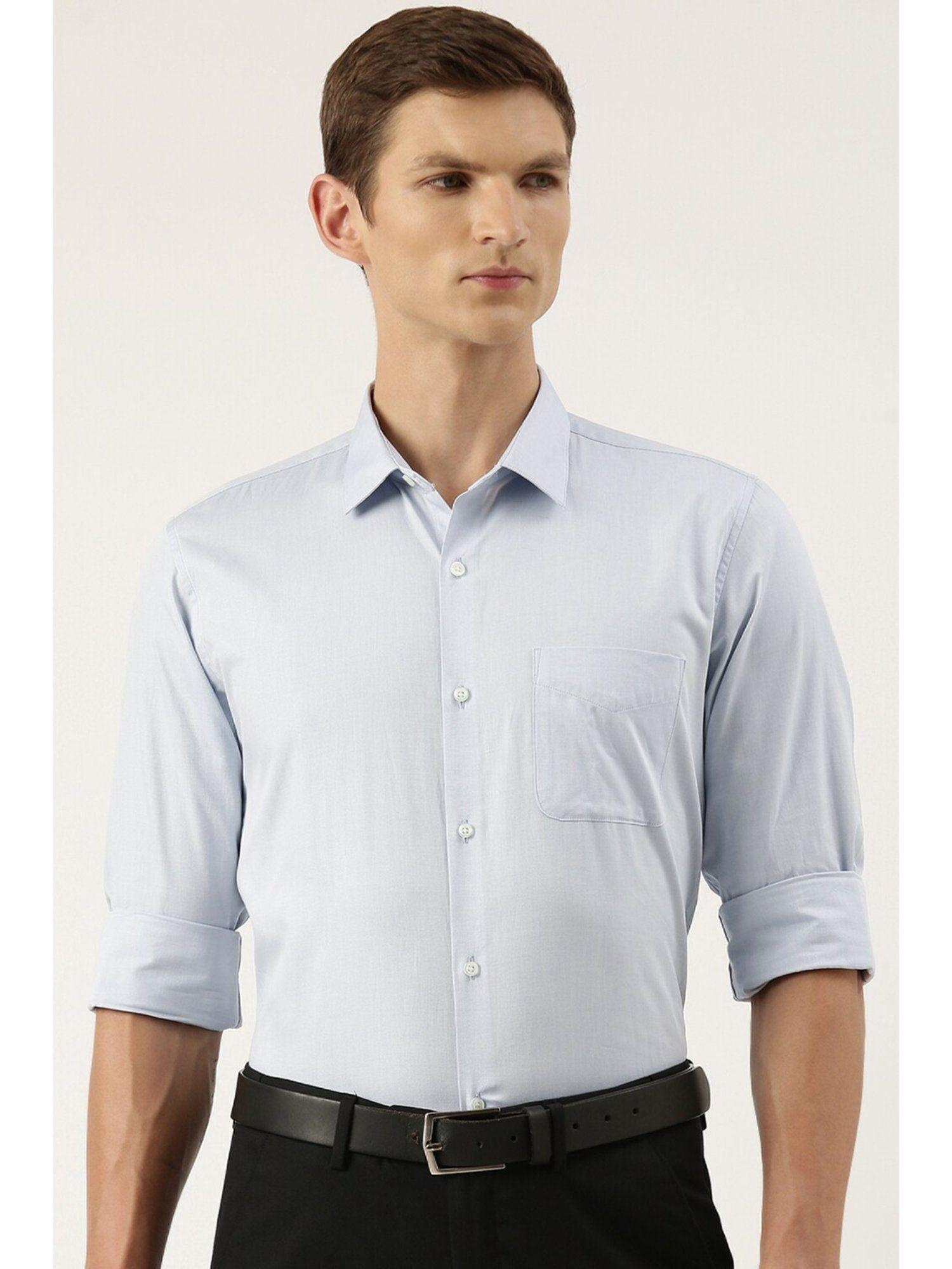 men blue slim fit formal shirt