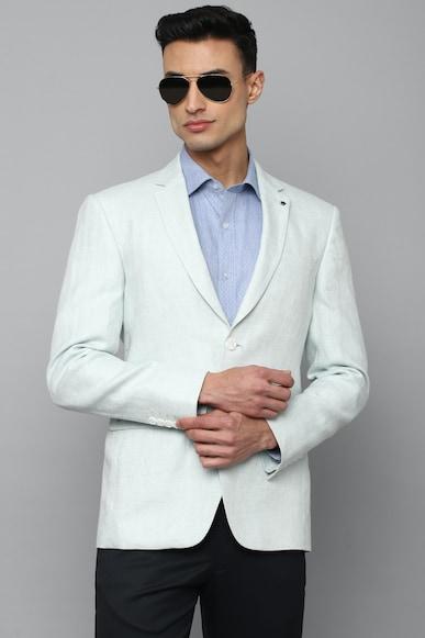 men blue slim fit print formal blazer