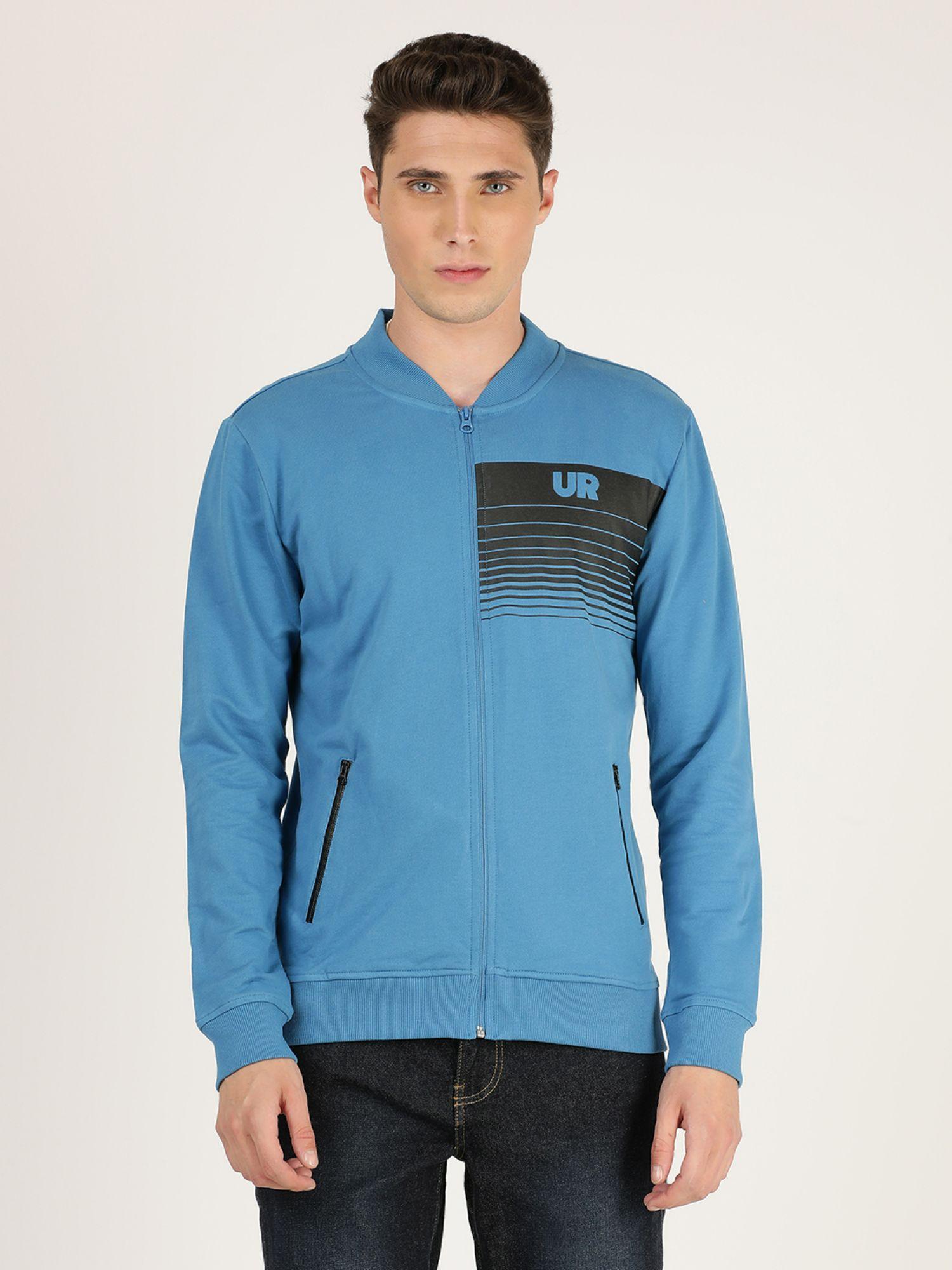 men blue slim sweatshirt