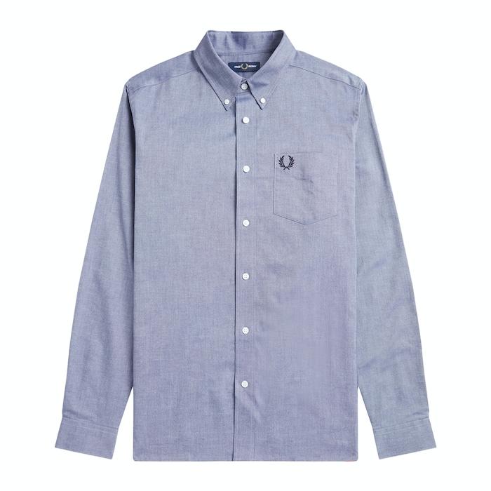 men blue solid chest pocket shirt