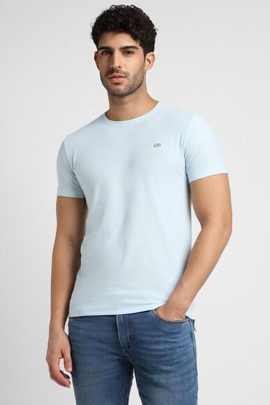 men blue solid crew neck round neck t-shirts