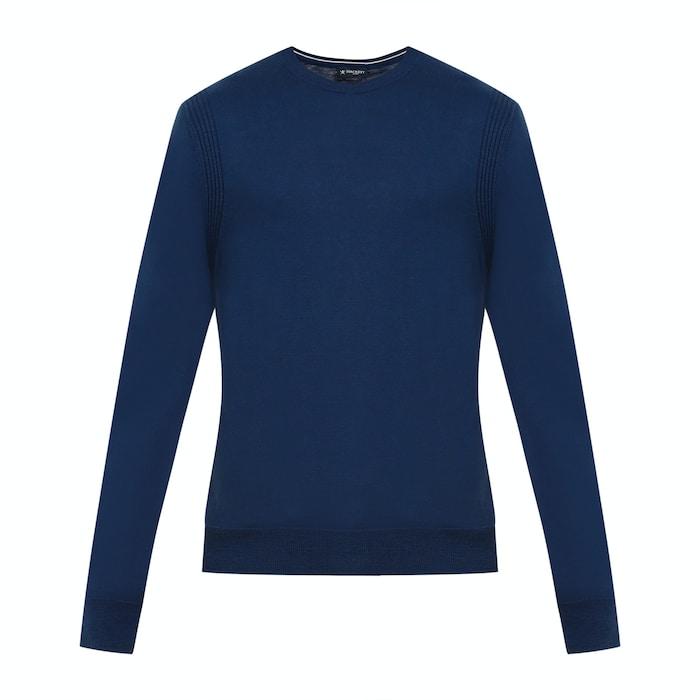 men blue solid crew-neck sweater