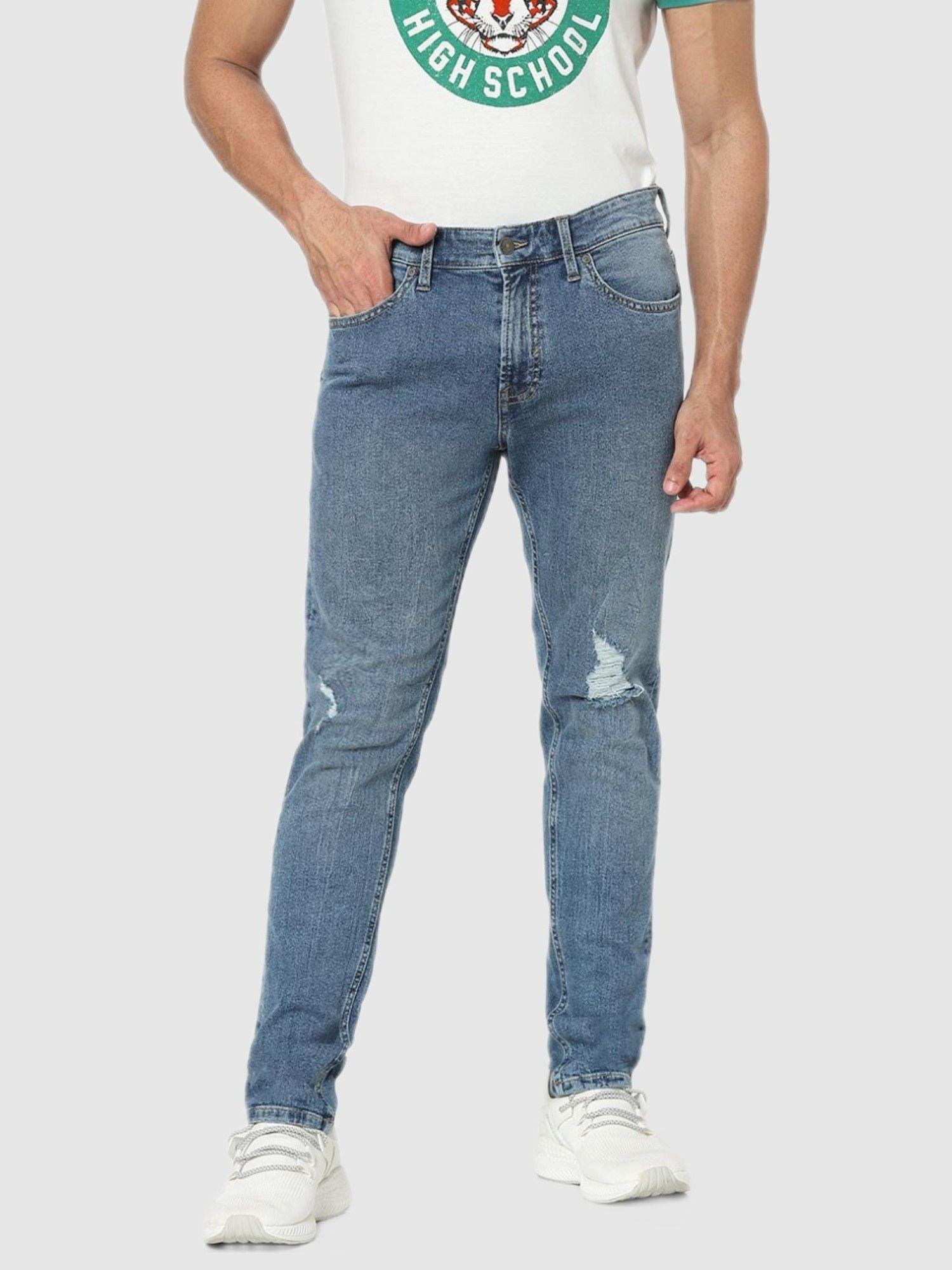 men blue solid jeans