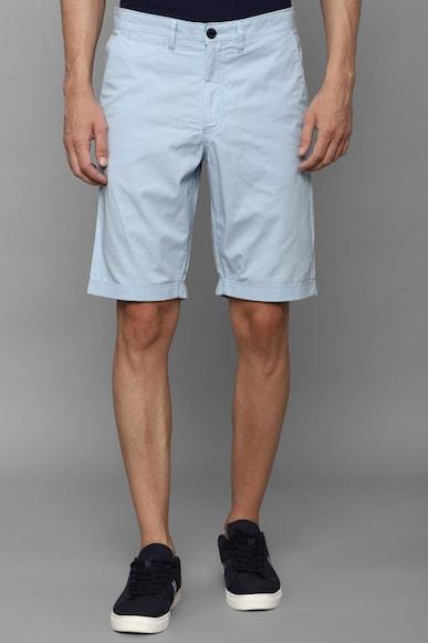 men blue solid slim fit shorts