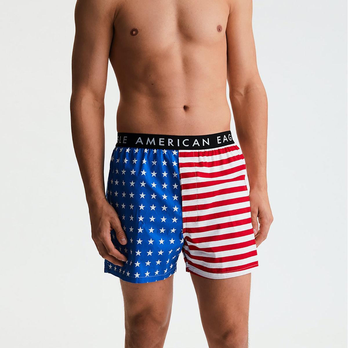 men blue stars -stripes stretch boxer short blue