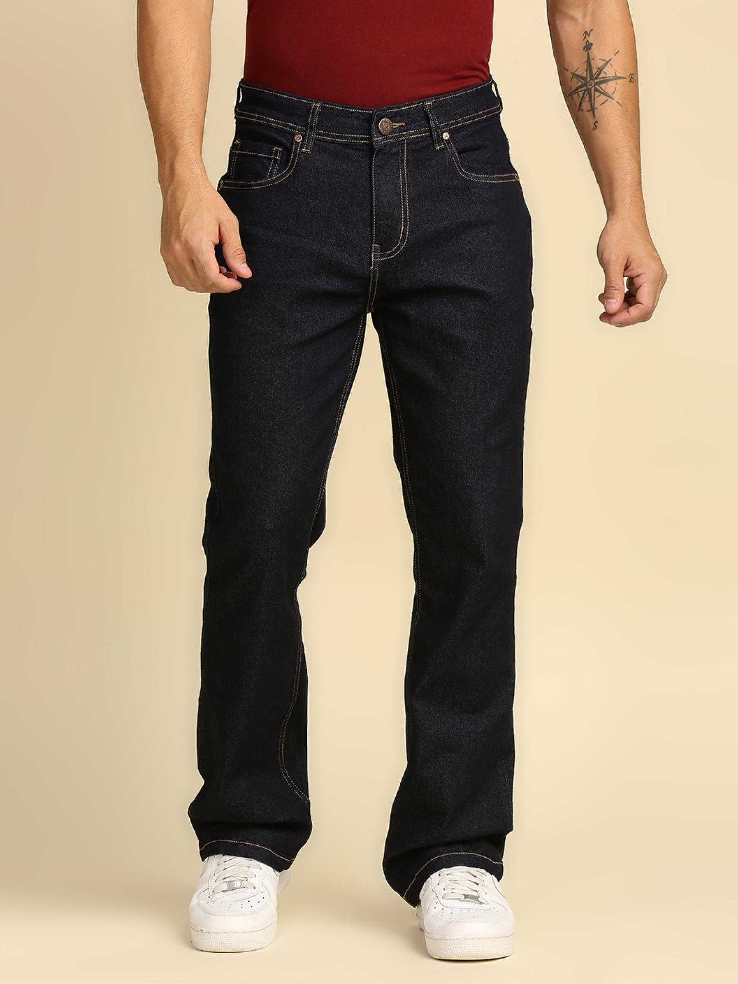 men blue straight jeans