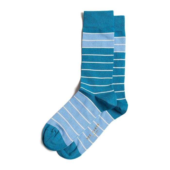 men blue striped crew socks