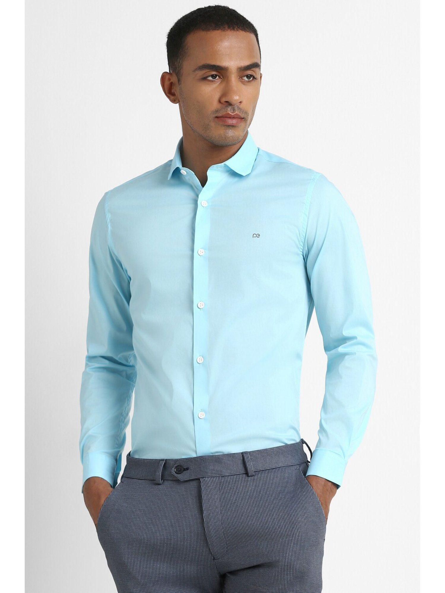 men blue super slim fit formal shirt