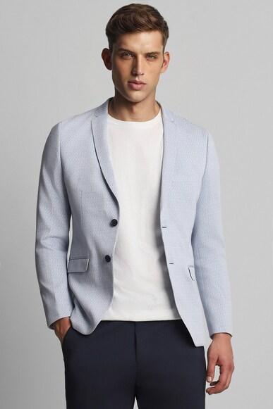 men blue super slim fit print casual blazer
