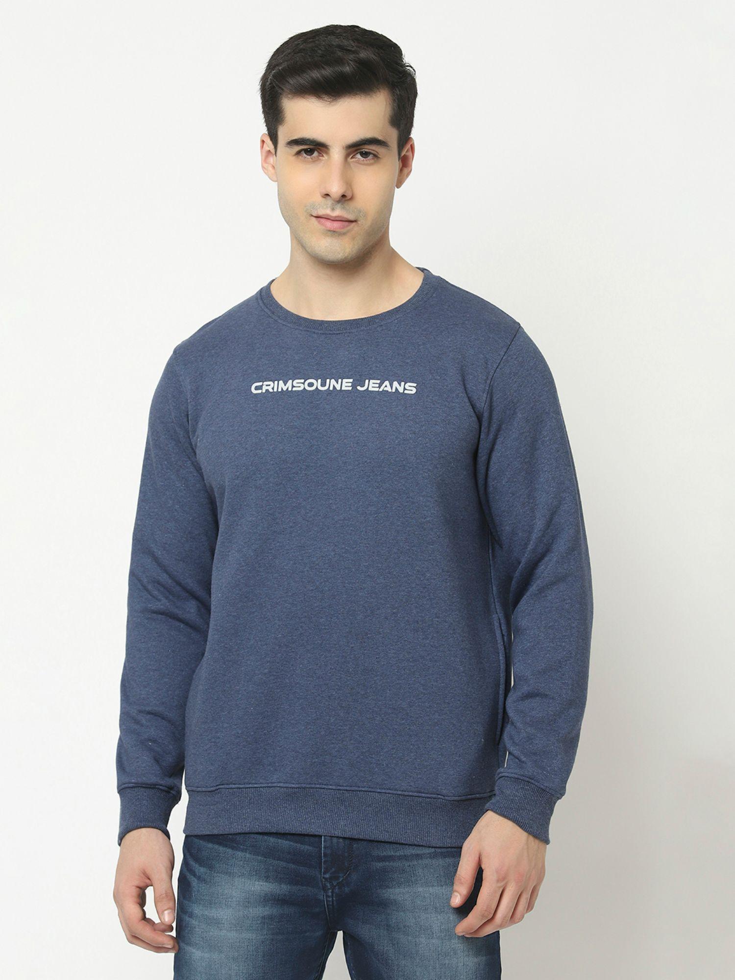 men blue sweatshirt with logo work