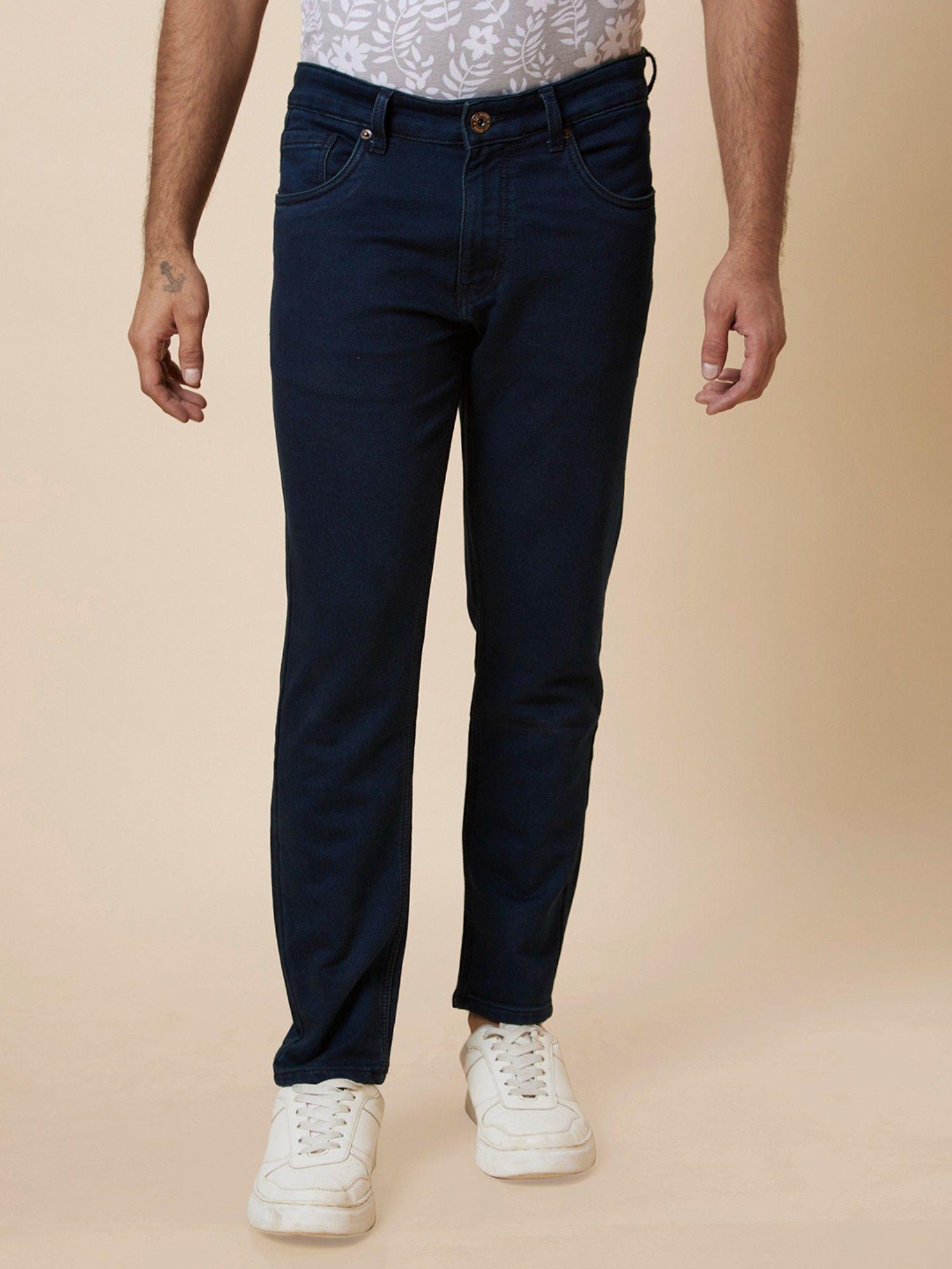 men blue tapered fit mid rise jeans