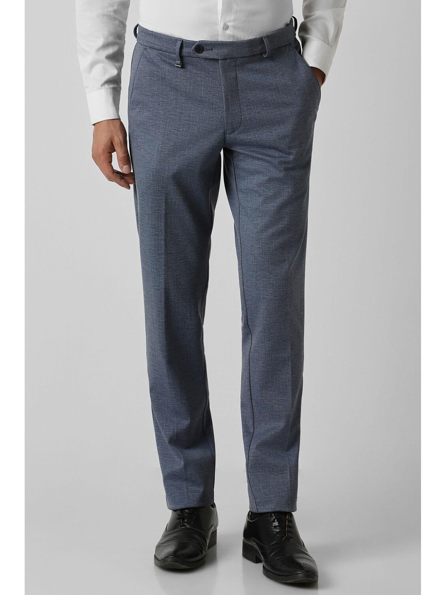 men blue textured trouser