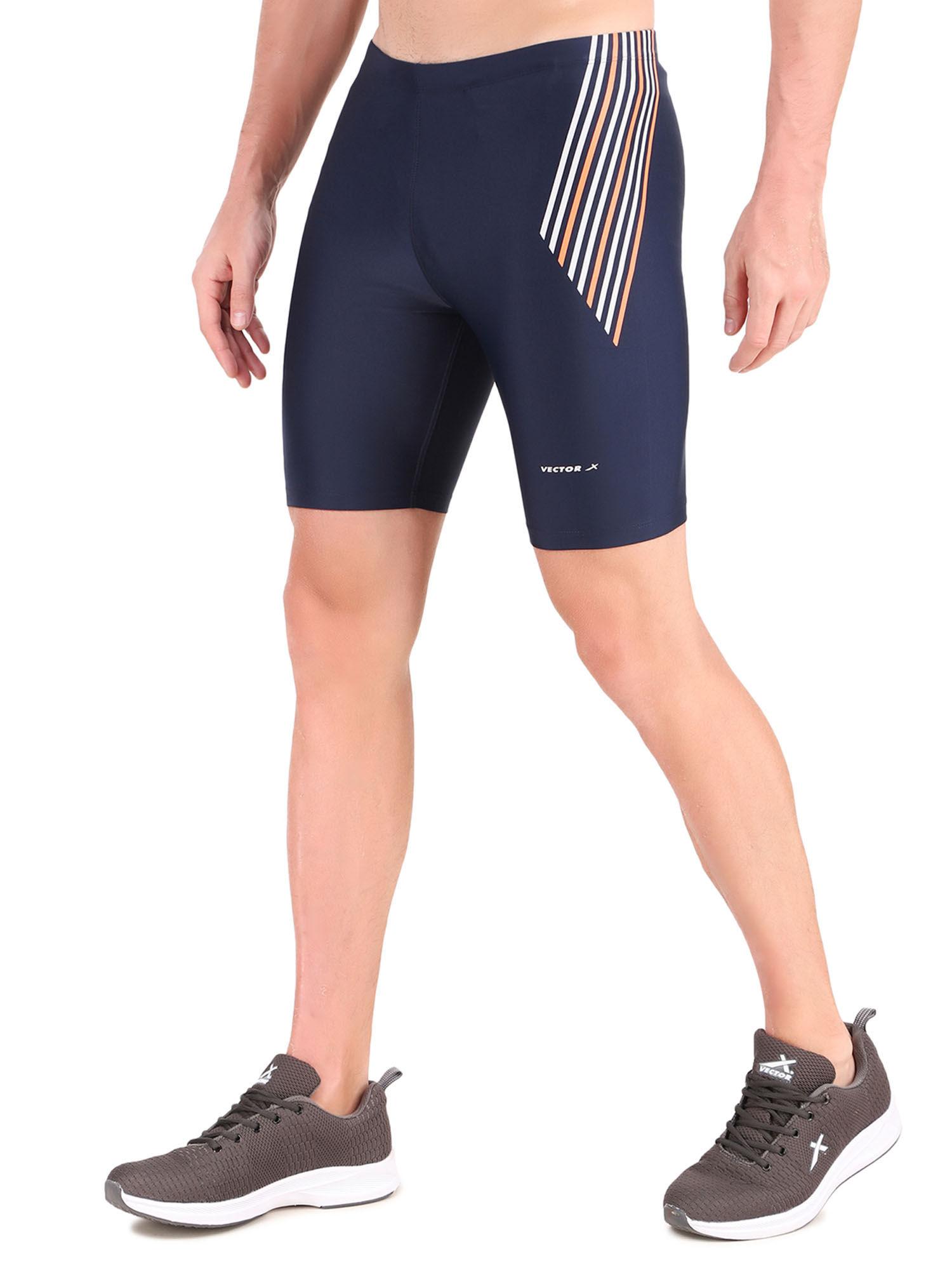 men body fit half bottom compression shorts-navy blue