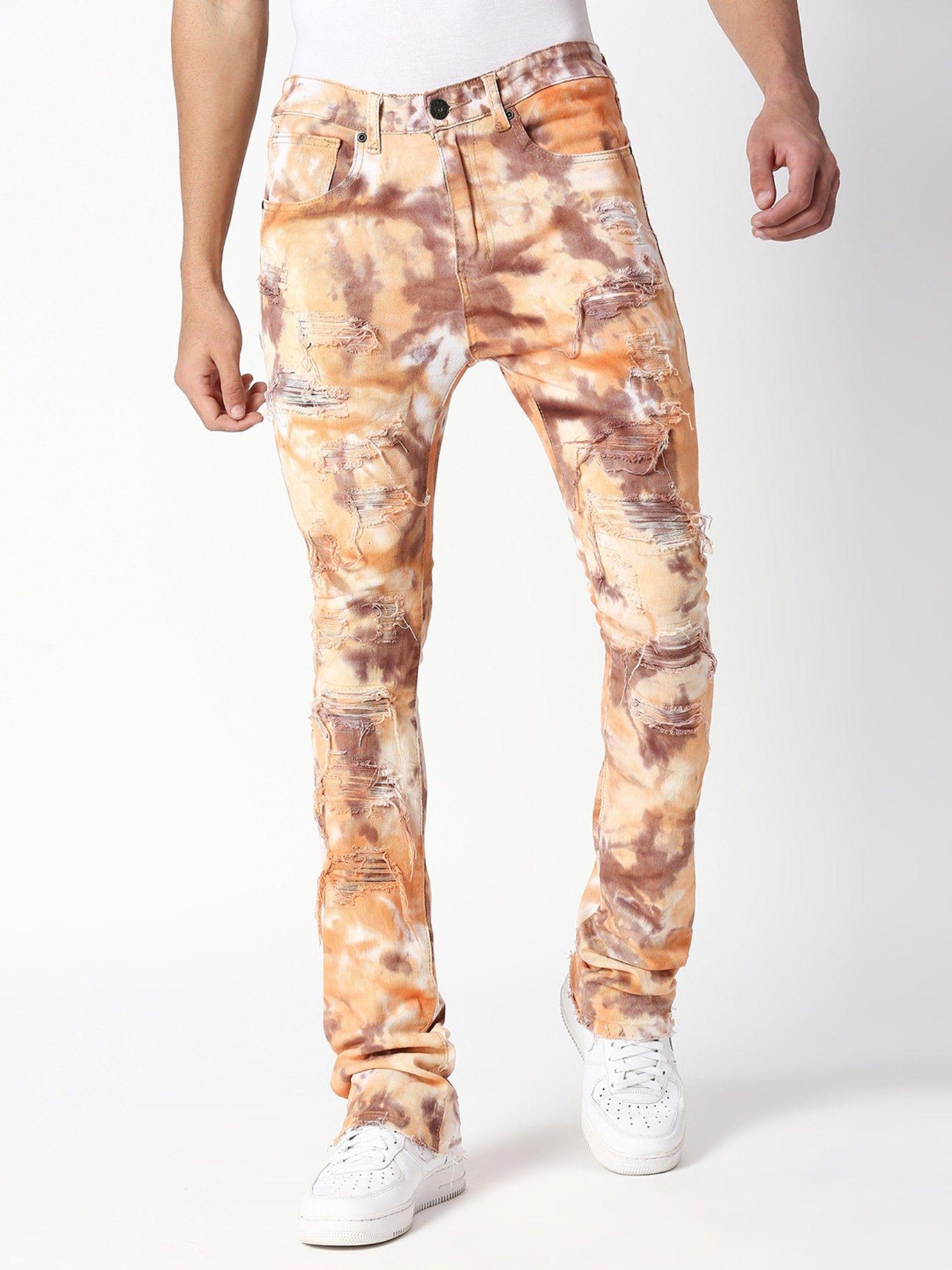 men bone tie dye splash skinny fit