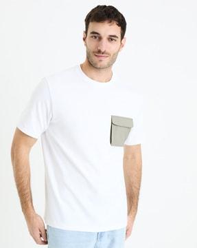 men boxy fit round-neck t-shirt with short sleeves