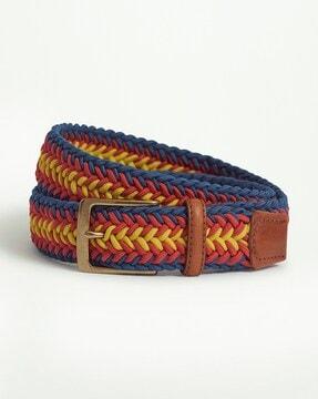 men braided stretch leather belt