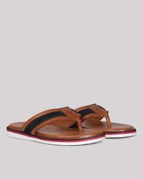 men brand debossed thong-strap flip-flops