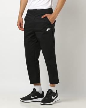 men brand embroidered ankle-length track pants
