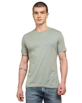 men brand embroidered crew-neck t-shirt