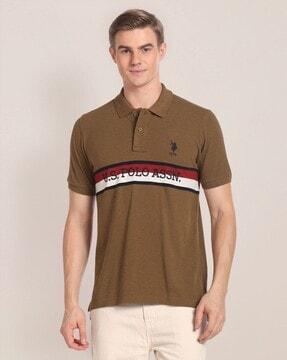 men brand embroidered slim fit polo t-shirt