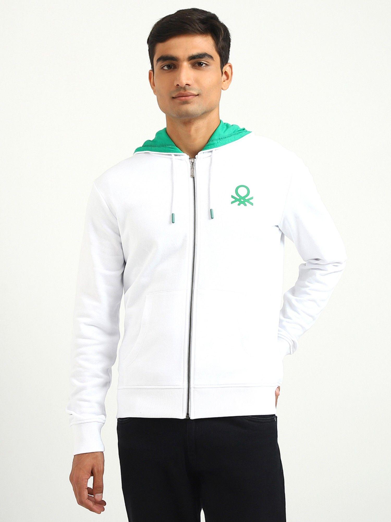 men brand logo hooded sweatshirt white