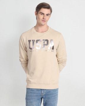 men brand print crew-neck sweatshirt