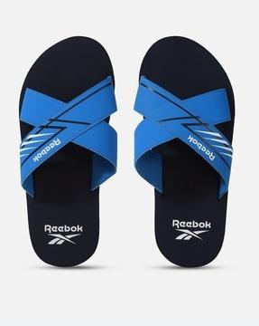 men brand print cross-strap sandals