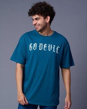 men brand print devil with dice oversized t-shirt