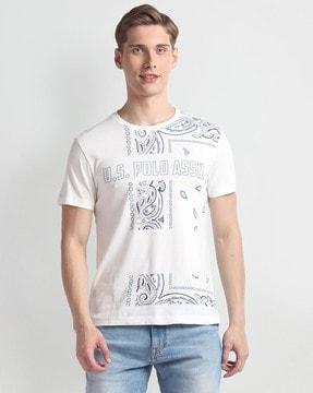 men brand print extra slim fit crew-neck t-shirt