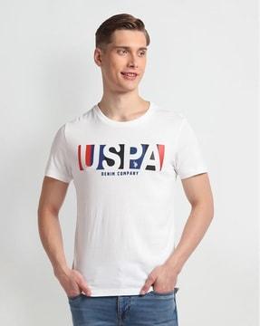 men brand print extra slim fit crew-neck t-shirt