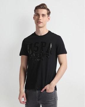 men brand print extra slim fit crew-neck t-shirt