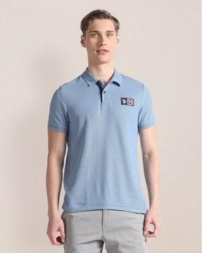 men brand print extra slim fit polo t-shirt