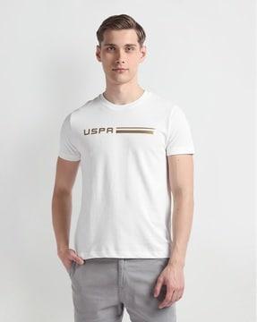 men brand print extra slim fit round-neck t-shirt