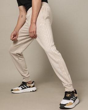 men brand print fitted joggers