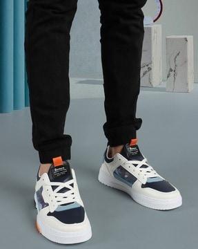 men brand print lace-up sneakers