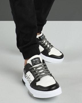 men brand print lace-up sneakers