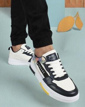 men brand print lace-up sneakers