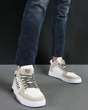 men brand print lace-up sneakers