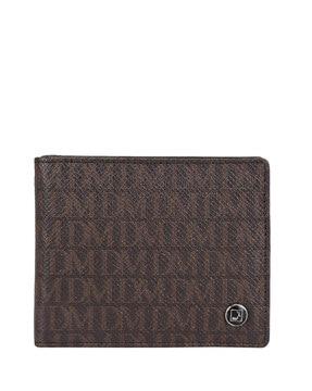 men brand print leather bi-fold wallet