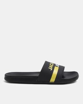 men brand print open-toe slides