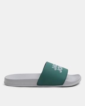 men brand print open-toe slides