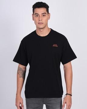 men brand print oversized crew-neck t-shirt