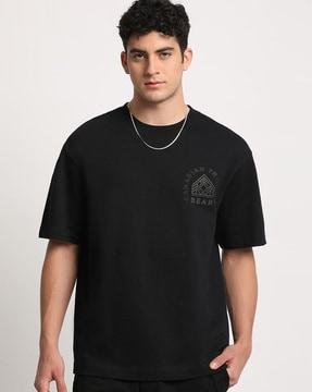 men brand print oversized crew-neck t-shirt