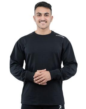 men brand print oversized crew-neck t-shirt