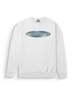 men brand print oversized fit sweatshirt