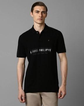 men brand print polo t-shirt