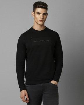 men brand print regular fit crew-neck sweatshirt