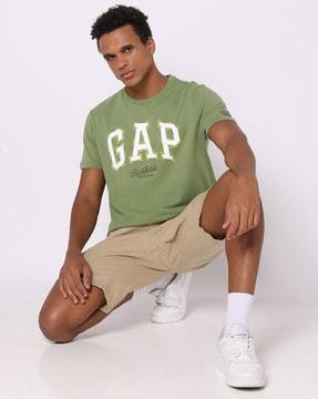 men brand print regular fit crew-neck t-shirt