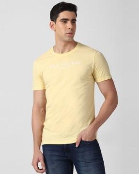 men brand print regular fit crew-neck t-shirt