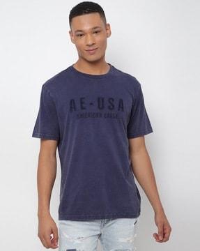 men brand print regular fit crew-neck t-shirt